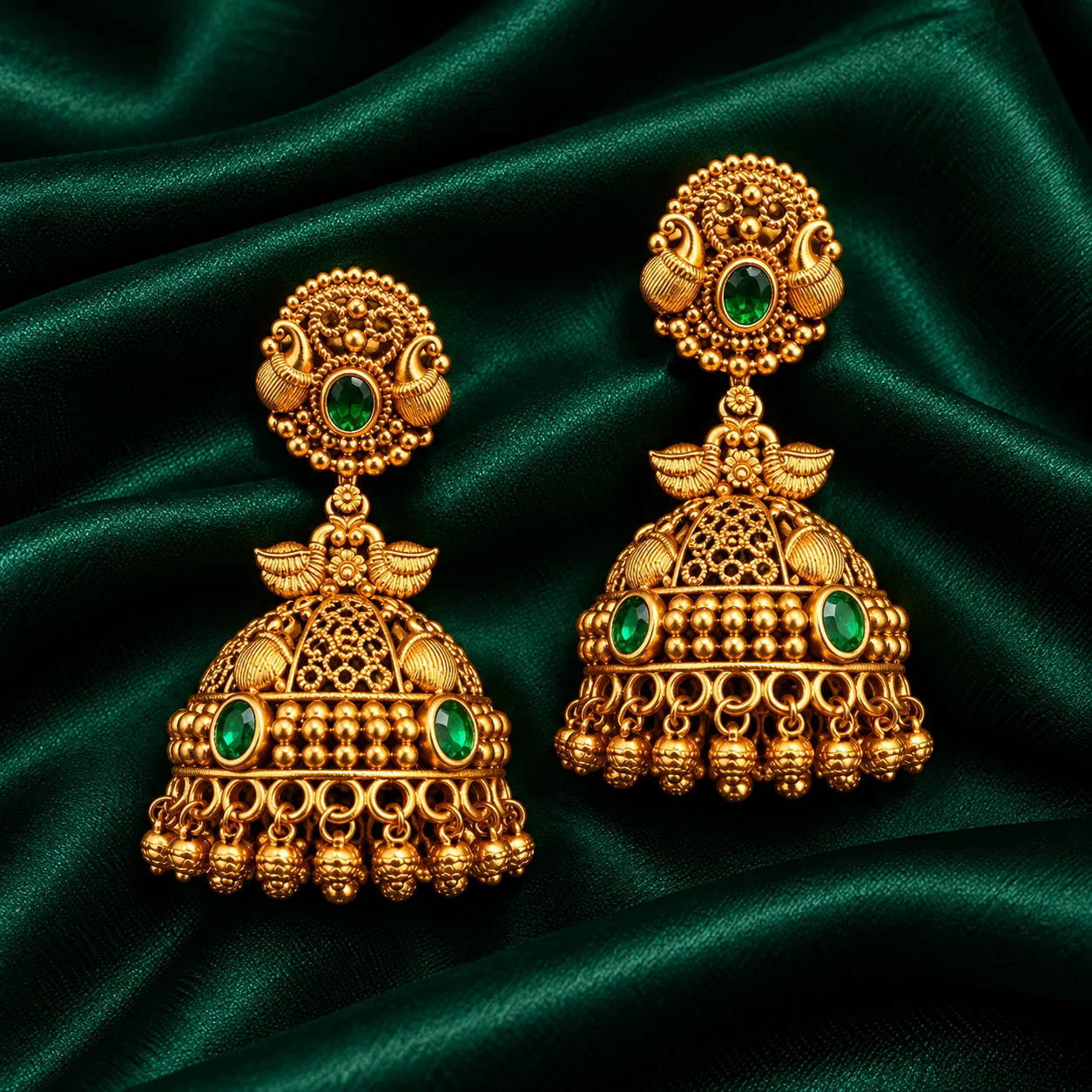 Antique Peacock Temple Jhumka