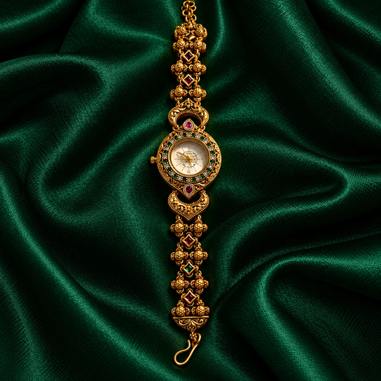 Antique temple jewellery gold wrist watch