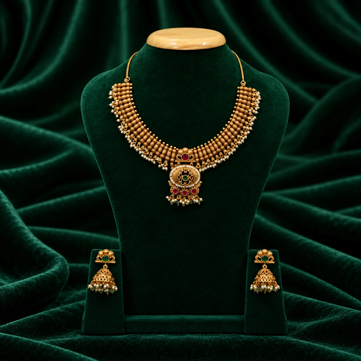 Beaded choker necklace with pendant