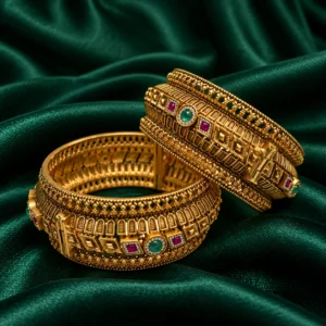 Broad Antique Gold Kada Bangles
