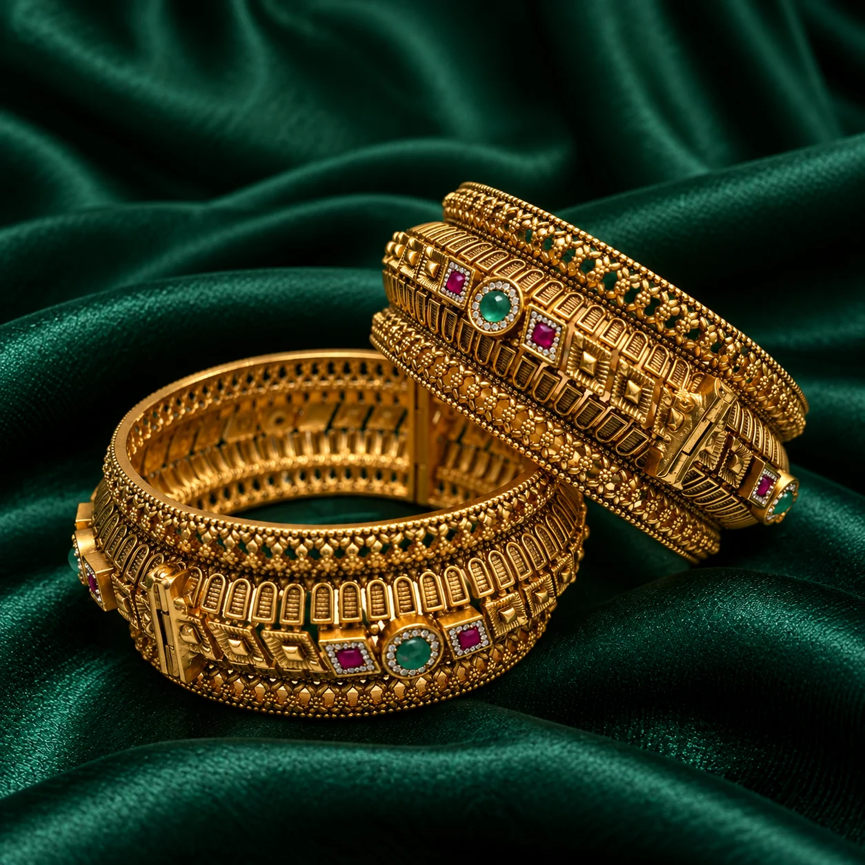 Broad antique gold kada