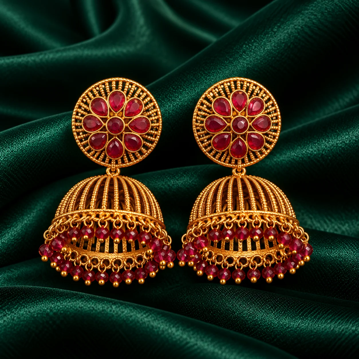 Floral Stud Lined Jhumka