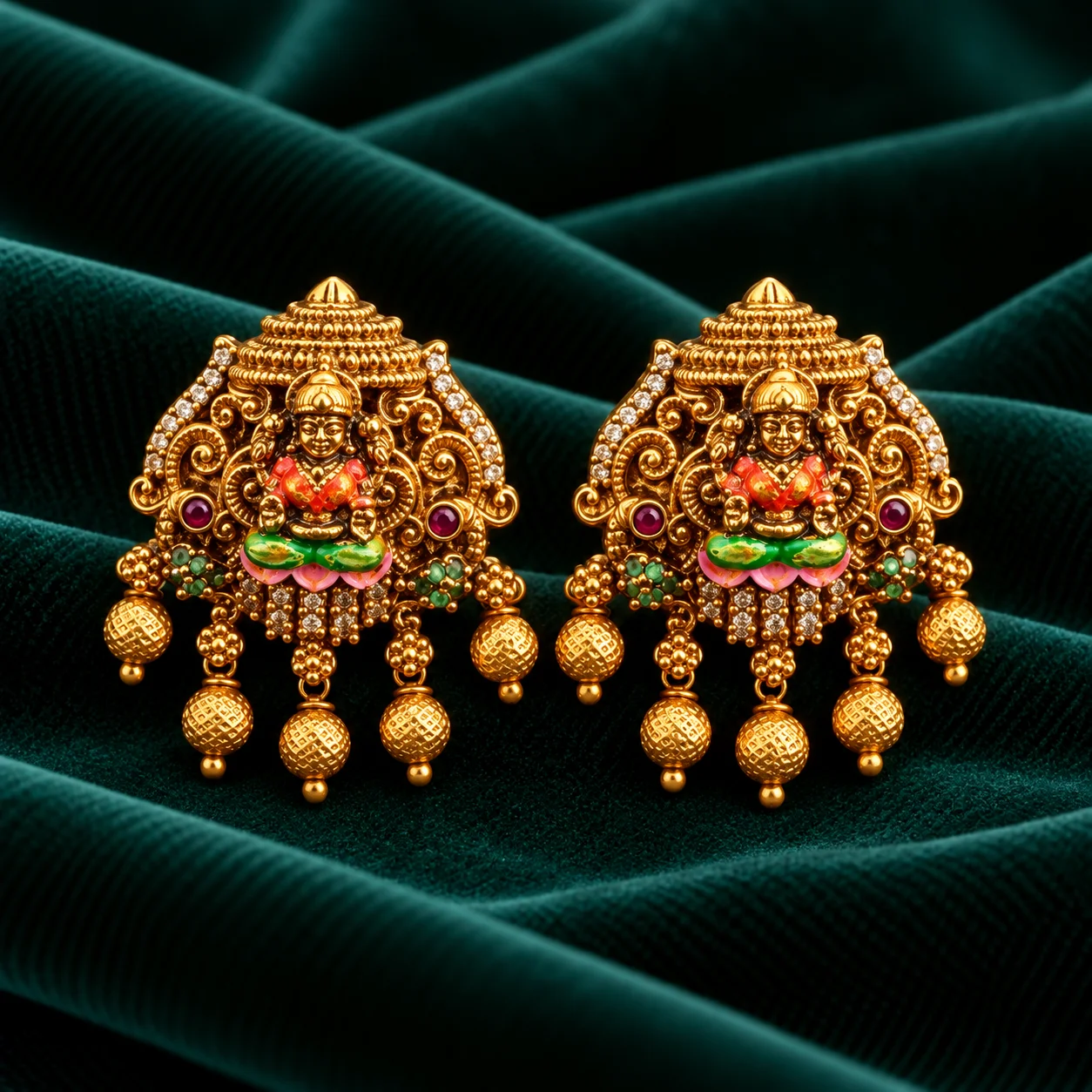 Meenakari Lakshmi Lotus Stud