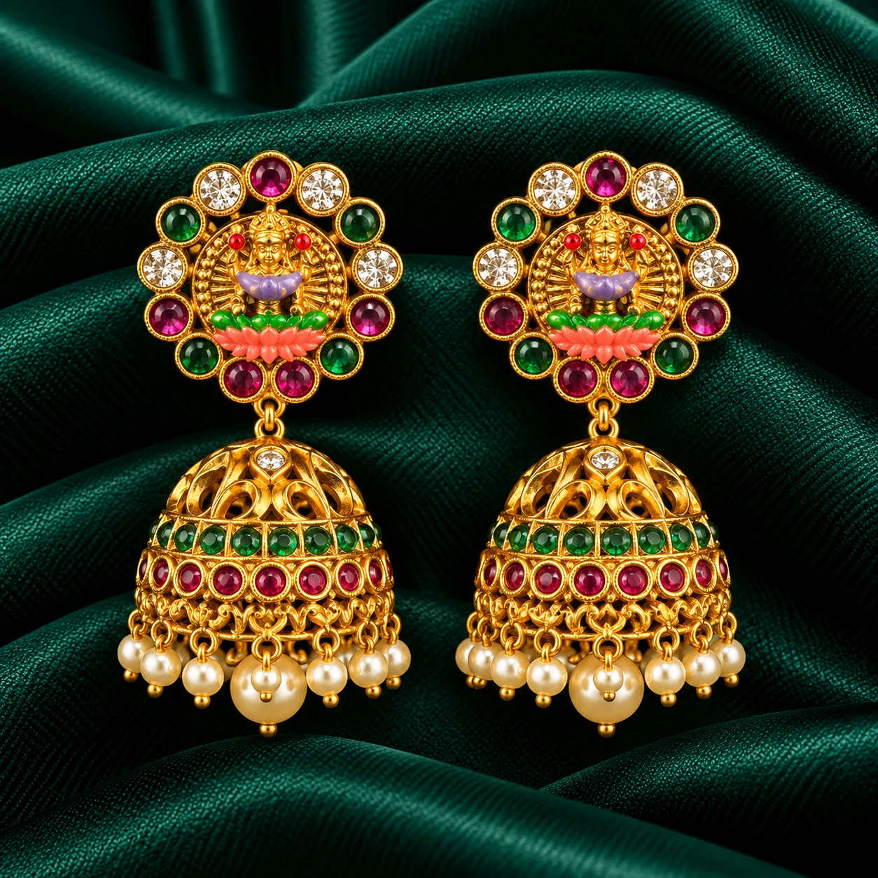 Multi Stone Meenakari Jhumka