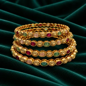 Multistone Antique Bangles Set of 4