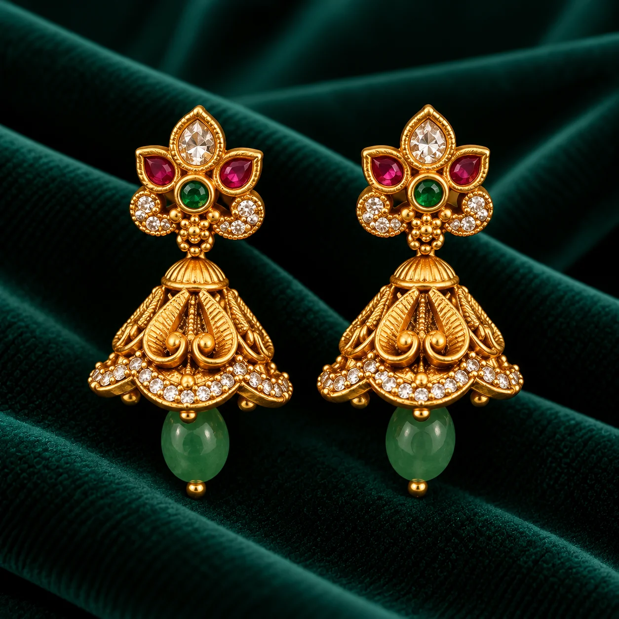 Navaratna Style Umbrella Jhumka
