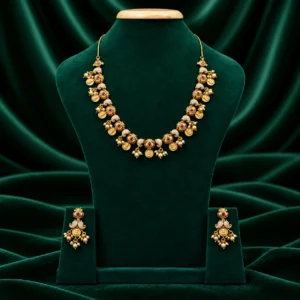 Peacock and Lakshmi Coin Short Necklace