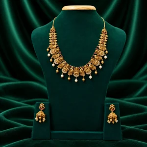 Peacock And Lakshmi Temple Necklace