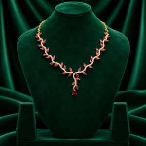 Ruby AD Gold Leafy Necklace