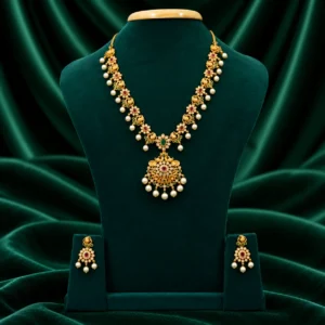 Temple Necklace with Pearl Drop