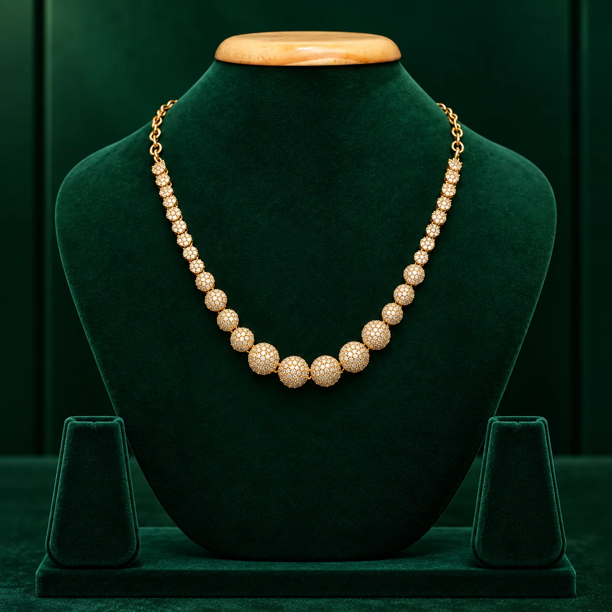 White stone AD gold necklace